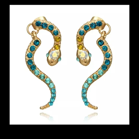 Punk Antique Crystals Snake Earings - Picture 5 of 9
